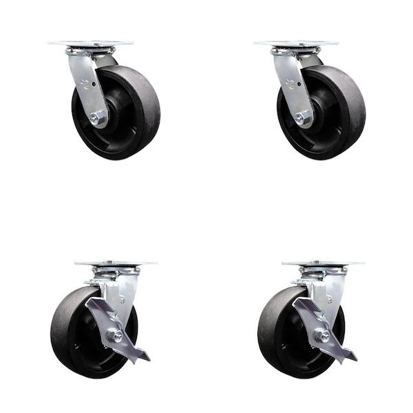 Tool Box Caster Wheel Set 6'' Glass Filled Nylon Swivel Casters, 4PK
